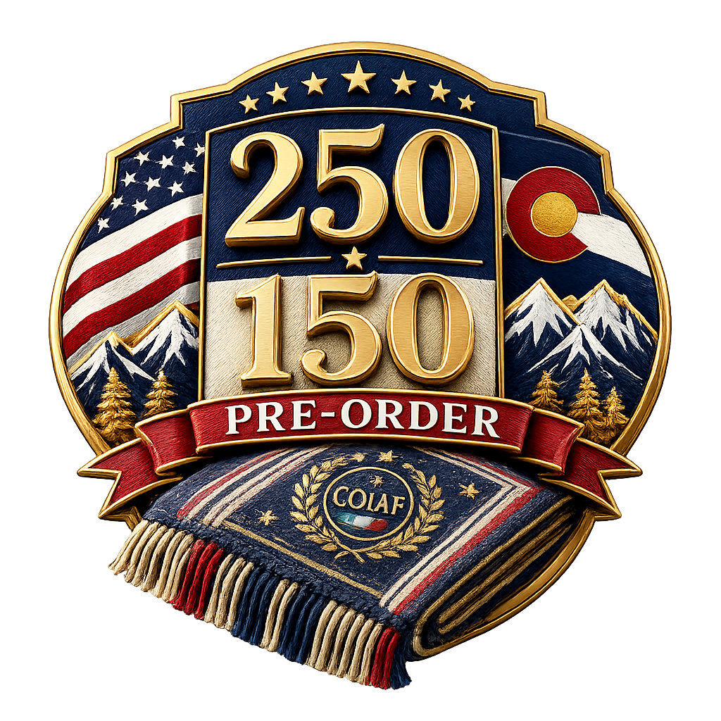 America 250 and Colorado 150 commemorative pre-order emblem