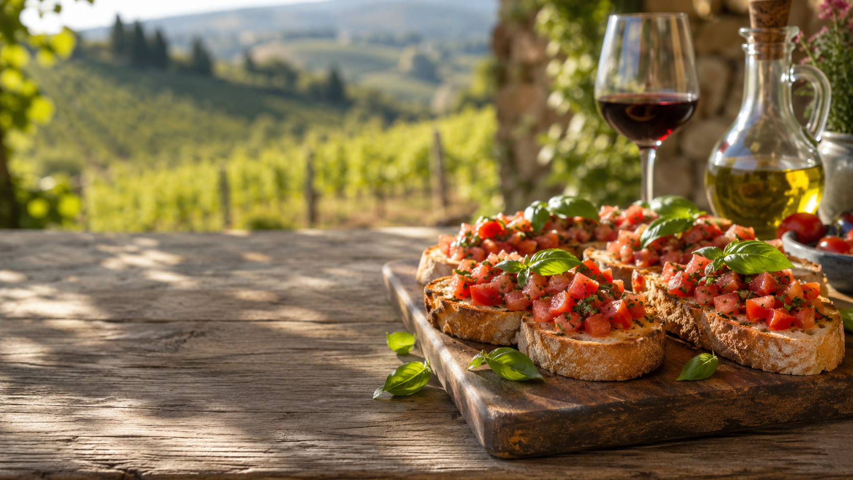 Bruschetta al Pomodoro with tomato and basil