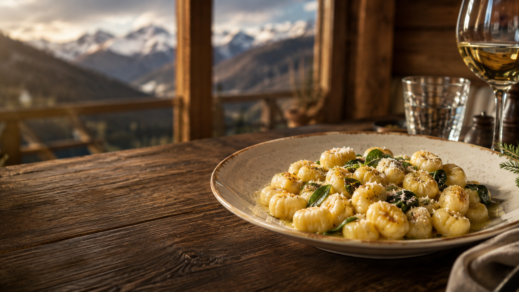 Gnocchi al Burro e Salvia with sage and grated cheese