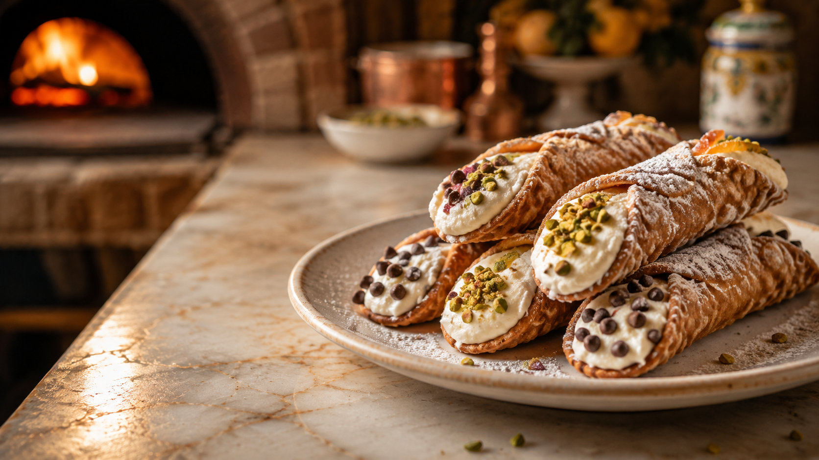 Cannoli Siciliani filled with sweet ricotta