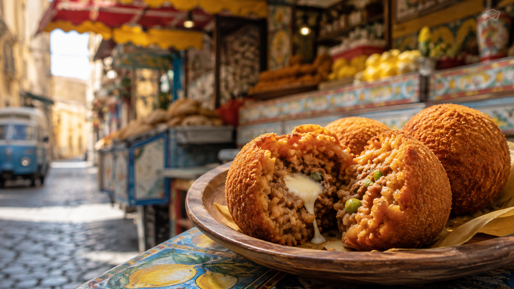 Golden Arancini Siciliani with a savory filling
