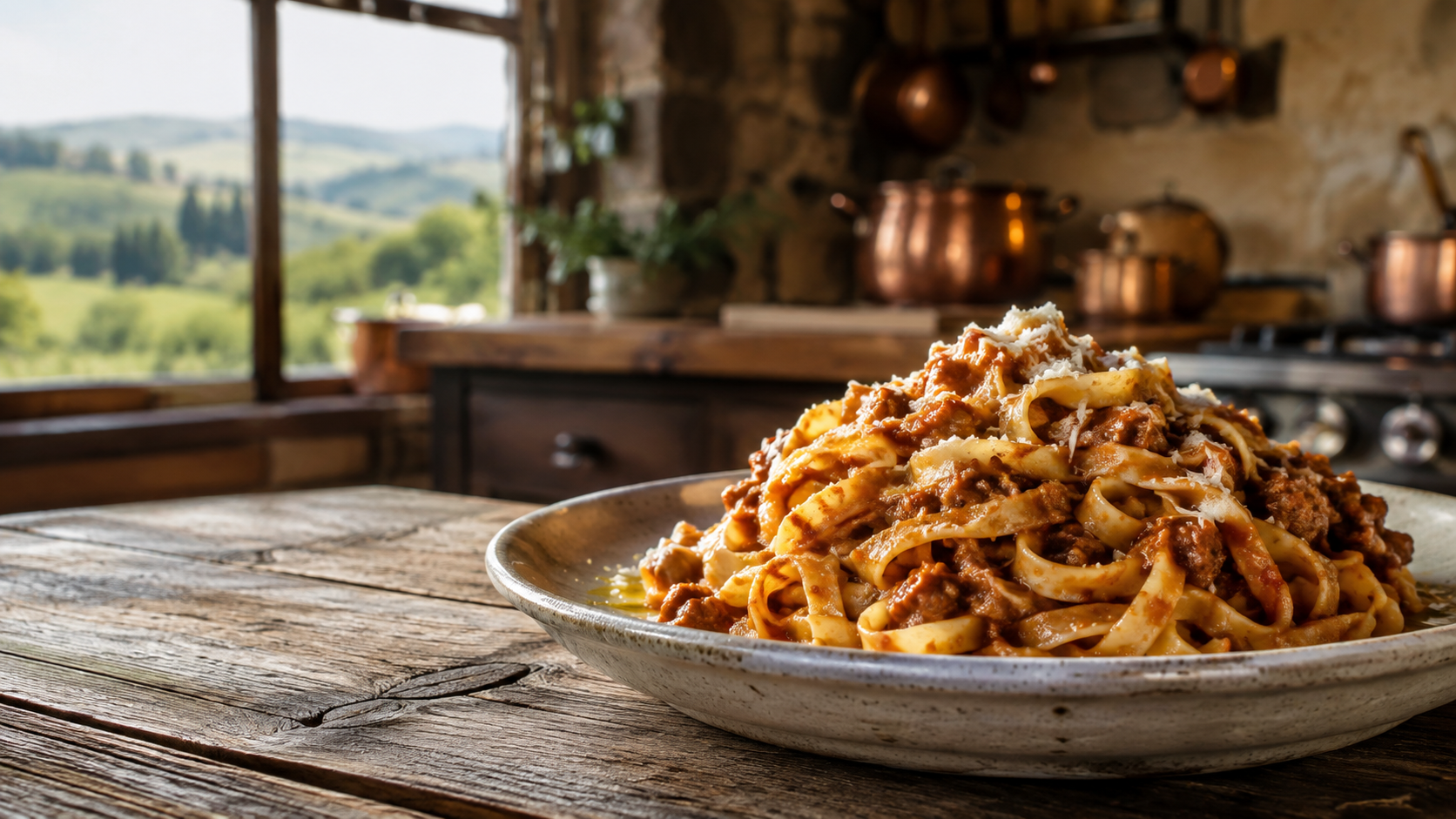 Tagliatelle al Ragù with slow-cooked meat sauce