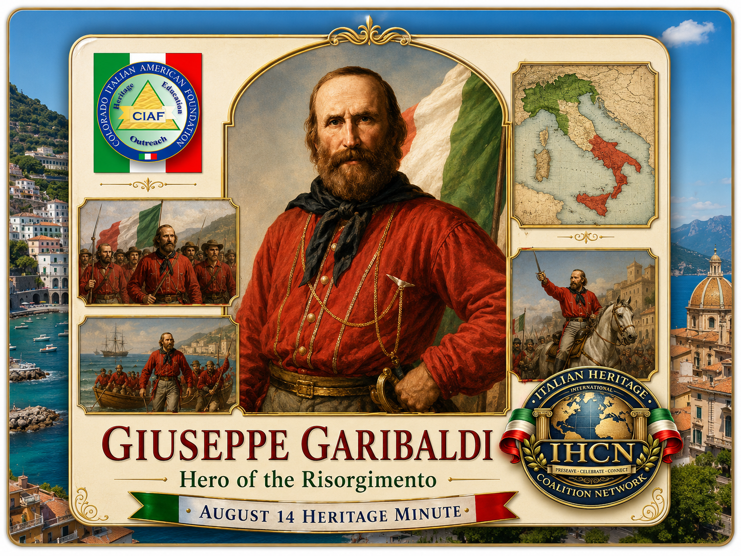 August 14 Heritage Minute honoring Giuseppe Garibaldi, hero of the Italian Risorgimento