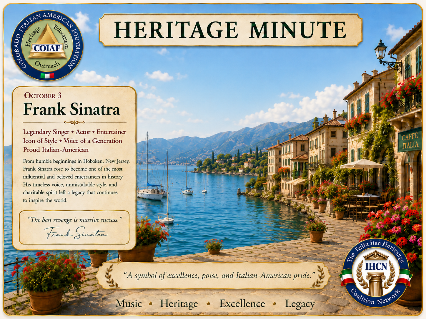October 3 Heritage Minute honoring Frank Sinatra