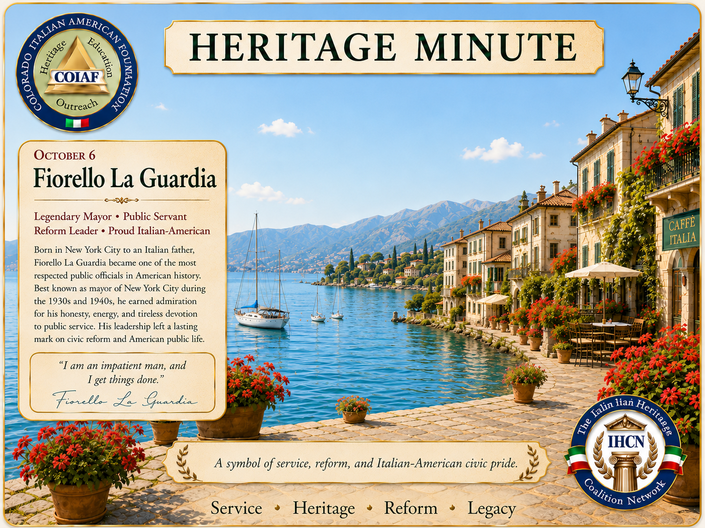 October 6 Heritage Minute honoring Fiorello La Guardia